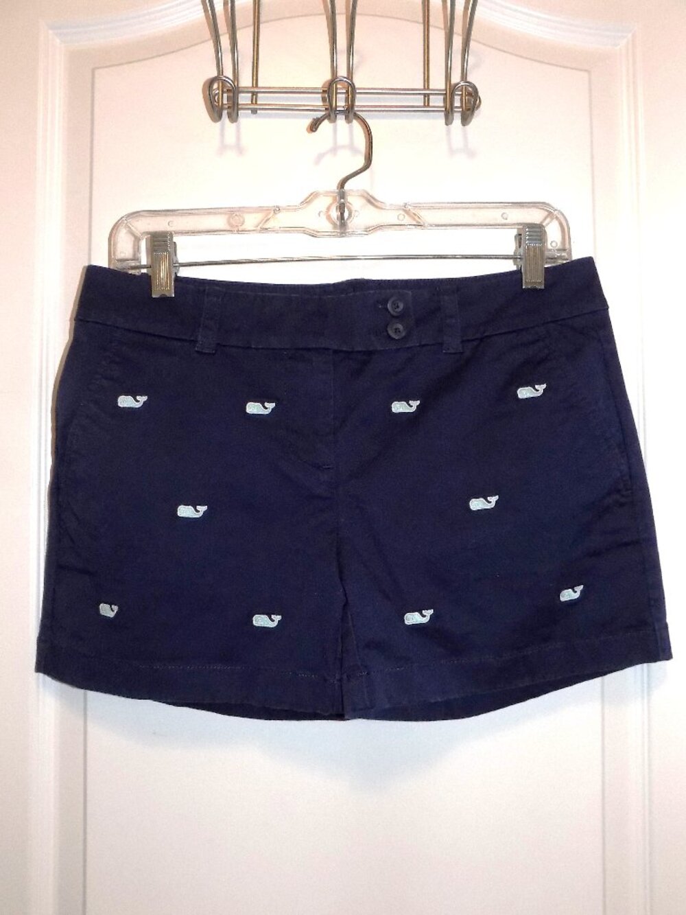 VINEYARD VINES Blue Cotton Whale Embroidered Shorts Sz 4 Like New